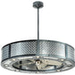 Meyda Lighting Diamond Turbine 44" 8-Light Black Chrome Chandelier With Chrome Diamondplate Shade and Silver Fan