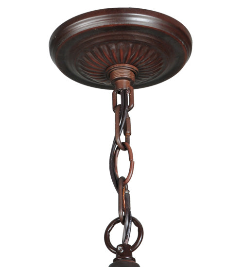 Meyda Lighting Diamondring 16" 2-Light Mahogany Bronze Inverted Pendant Light With Frosted White Art Shade Glass