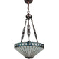 Meyda Lighting Diamondring 16" 2-Light Mahogany Bronze Inverted Pendant Light With Frosted White Art Shade Glass