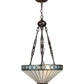 Meyda Lighting Diamondring 16" 2-Light Mahogany Bronze Inverted Pendant Light With Frosted White Art Shade Glass