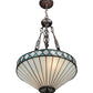 Meyda Lighting Diamondring 16" 2-Light Mahogany Bronze Inverted Pendant Light With Frosted White Art Shade Glass