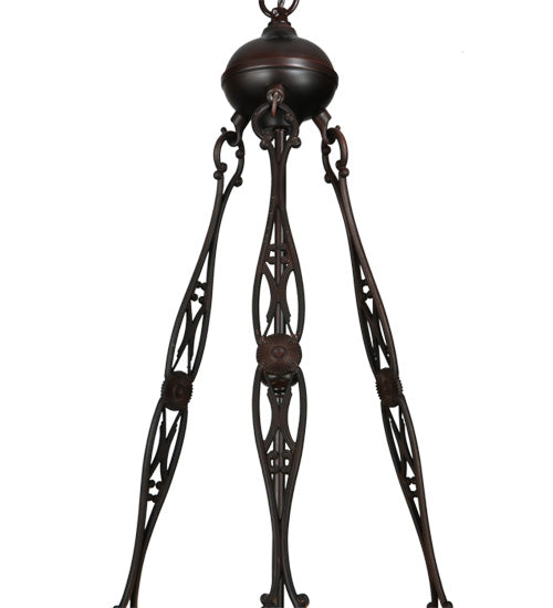 Meyda Lighting Diamondring 16" 2-Light Mahogany Bronze Inverted Pendant Light With Frosted White Art Shade Glass