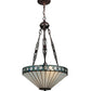 Meyda Lighting Diamondring 16" 2-Light Mahogany Bronze Inverted Pendant Light With Frosted White Art Shade Glass