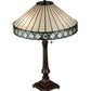 Meyda Lighting Diamondring 25" 2-Light Mahogany Bronze Table Lamp With White and Verigated Blue Shade Glass