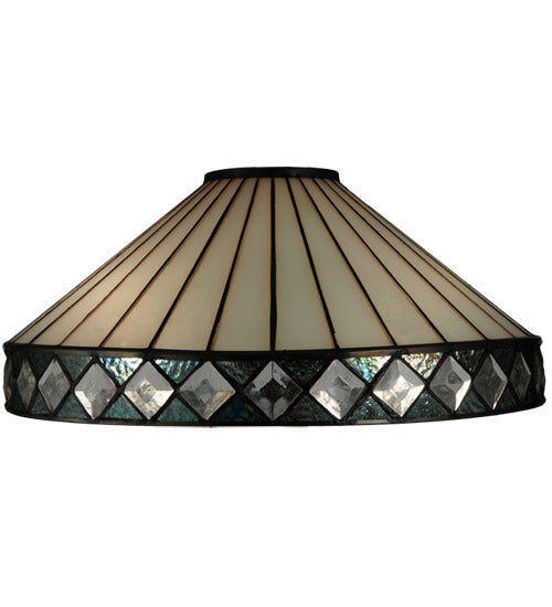 Meyda Lighting Diamondring 25" 2-Light Mahogany Bronze Table Lamp With White and Verigated Blue Shade Glass