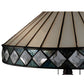 Meyda Lighting Diamondring 25" 2-Light Mahogany Bronze Table Lamp With White and Verigated Blue Shade Glass