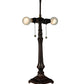 Meyda Lighting Diamondring 25" 2-Light Mahogany Bronze Table Lamp With White and Verigated Blue Shade Glass