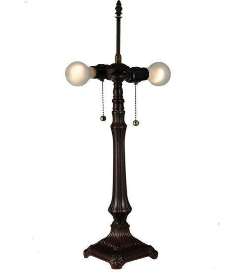 Meyda Lighting Diamondring 25" 2-Light Mahogany Bronze Table Lamp With White and Verigated Blue Shade Glass