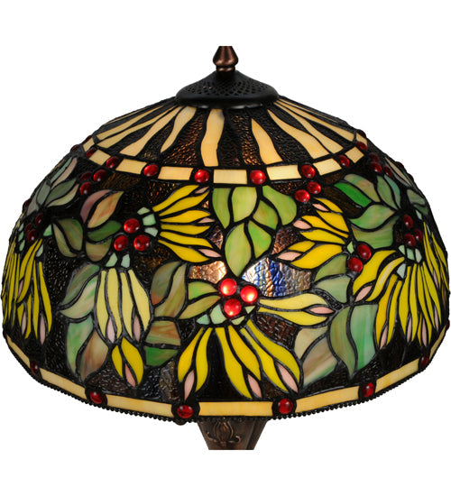 Meyda Lighting Diente de Leon 23" 2-Light Mahogany Bronze Table Lamp With Multi-Colored Shade Glass