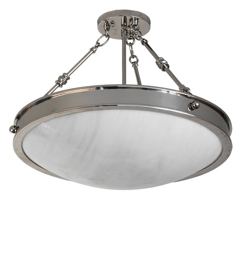 Meyda Lighting Dionne 20" 3-Light Polished Nickel Inverted Pendant Light With White Art Shade Glass