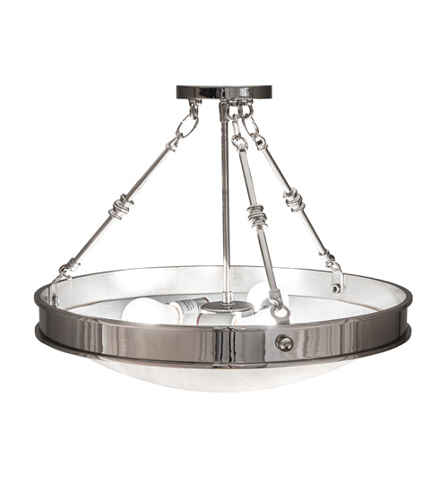 Meyda Lighting Dionne 20" 3-Light Polished Nickel Inverted Pendant Light With White Art Shade Glass