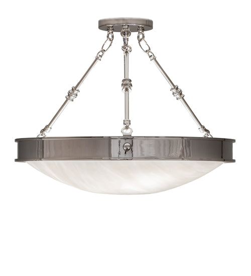 Meyda Lighting Dionne 20" 3-Light Polished Nickel Inverted Pendant Light With White Art Shade Glass