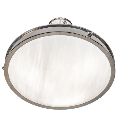 Meyda Lighting Dionne 20" 3-Light Polished Nickel Inverted Pendant Light With White Art Shade Glass