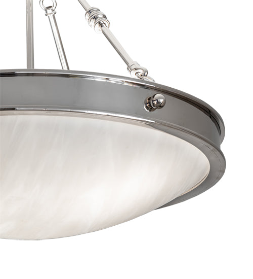 Meyda Lighting Dionne 20" 3-Light Polished Nickel Inverted Pendant Light With White Art Shade Glass
