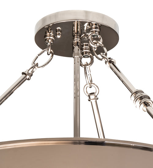 Meyda Lighting Dionne 20" 3-Light Polished Nickel Inverted Pendant Light With White Art Shade Glass