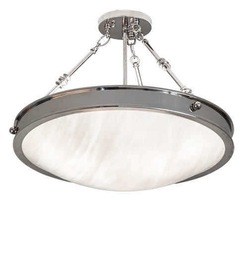 Meyda Lighting Dionne 20" 3-Light Polished Nickel Inverted Pendant Light With White Art Shade Glass