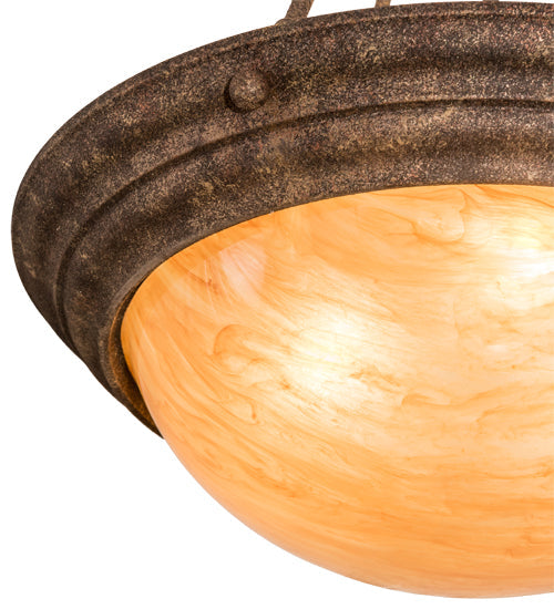 Meyda Lighting Dionne 20" 3-Light Rust Baroque Inverted Pendant Light With Ambra Siena Idalight Shade