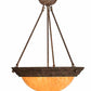 Meyda Lighting Dionne 20" 3-Light Rust Baroque Inverted Pendant Light With Ambra Siena Idalight Shade