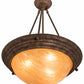 Meyda Lighting Dionne 20" 3-Light Rust Baroque Inverted Pendant Light With Ambra Siena Idalight Shade