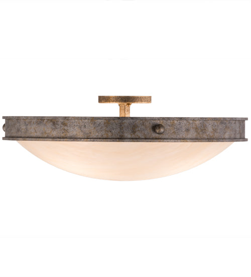 Meyda Lighting Dionne 22" 3-Light Corinth Flush Mount Light With Sahara Taupe Idalight Shade