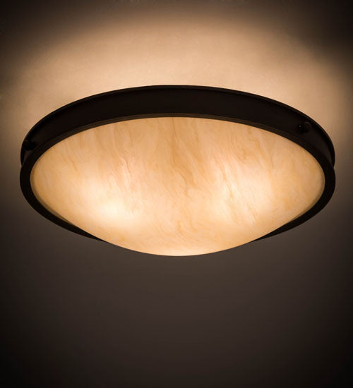 Meyda Lighting Dionne 23" 3-Light Copper Rust Flush Mount Light With Beige Sahara Taupe Idalight Shade Glass