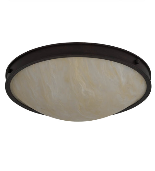 Meyda Lighting Dionne 23" 3-Light Copper Rust Flush Mount Light With Beige Sahara Taupe Idalight Shade Glass