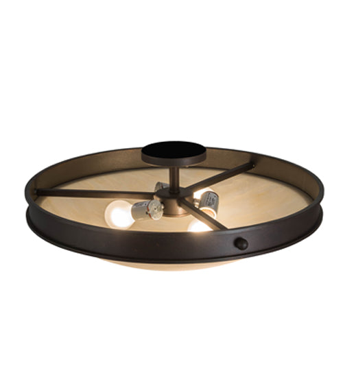 Meyda Lighting Dionne 23" 3-Light Copper Rust Flush Mount Light With Beige Sahara Taupe Idalight Shade Glass