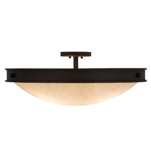 Meyda Lighting Dionne 23" 3-Light Copper Rust Flush Mount Light With Beige Sahara Taupe Idalight Shade Glass