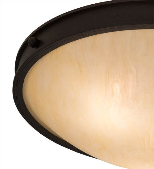 Meyda Lighting Dionne 23" 3-Light Copper Rust Flush Mount Light With Beige Sahara Taupe Idalight Shade Glass