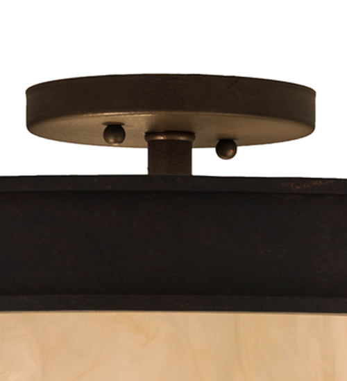 Meyda Lighting Dionne 23" 3-Light Copper Rust Flush Mount Light With Beige Sahara Taupe Idalight Shade Glass