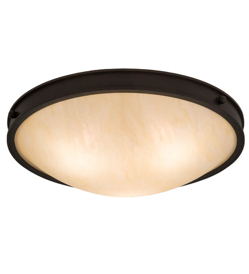 Meyda Lighting Dionne 23" 3-Light Copper Rust Flush Mount Light With Beige Sahara Taupe Idalight Shade Glass