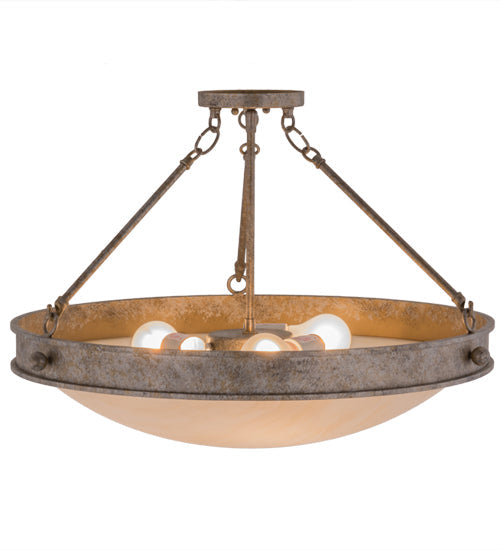 Meyda Lighting Dionne 23" 3-Light Corinth Semi-flush Mount Ceiling Light With Sahara Taupe Idalight Shade