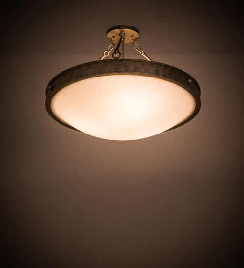 Meyda Lighting Dionne 23" 3-Light Corinth Semi-flush Mount Light With White Statuario Idalight Shade Glass