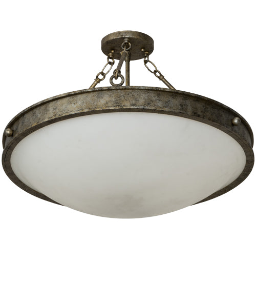 Meyda Lighting Dionne 23" 3-Light Corinth Semi-flush Mount Light With White Statuario Idalight Shade Glass