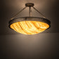Meyda Lighting Dionne 24" 3-Light Antique Silver Semi-flush Mount Light With Travertine Idalight Shade Glass