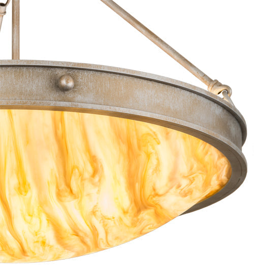 Meyda Lighting Dionne 24" 3-Light Antique Silver Semi-flush Mount Light With Travertine Idalight Shade Glass