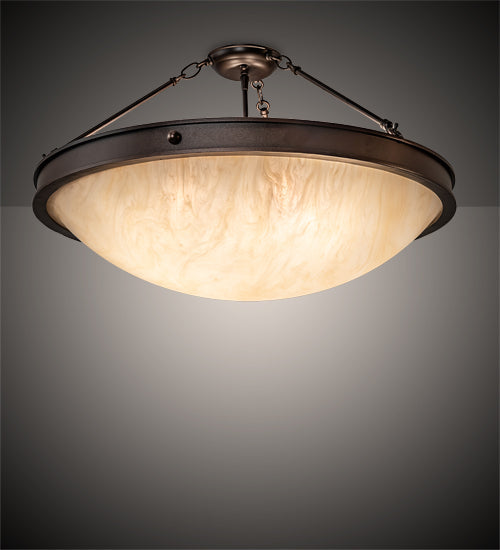Meyda Lighting Dionne 28" 4-Light Mahogany Bronze Semi-flush Mount Light With Beige Sahara Taupe Idalight Shade