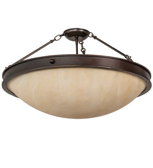 Meyda Lighting Dionne 28" 4-Light Mahogany Bronze Semi-flush Mount Light With Beige Sahara Taupe Idalight Shade