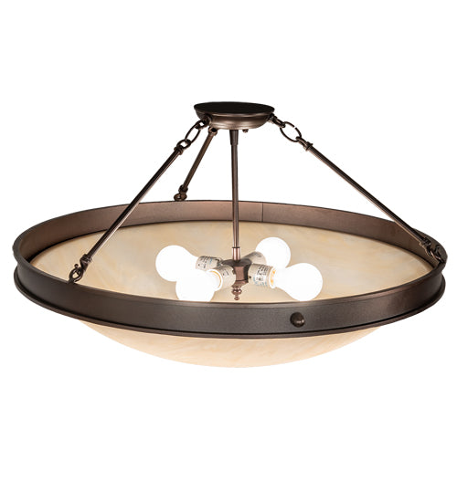 Meyda Lighting Dionne 28" 4-Light Mahogany Bronze Semi-flush Mount Light With Beige Sahara Taupe Idalight Shade