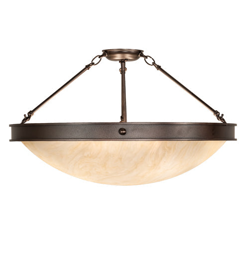 Meyda Lighting Dionne 28" 4-Light Mahogany Bronze Semi-flush Mount Light With Beige Sahara Taupe Idalight Shade