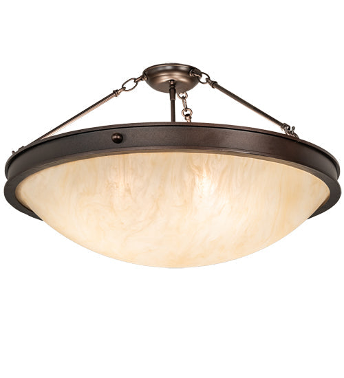 Meyda Lighting Dionne 28" 4-Light Mahogany Bronze Semi-flush Mount Light With Beige Sahara Taupe Idalight Shade