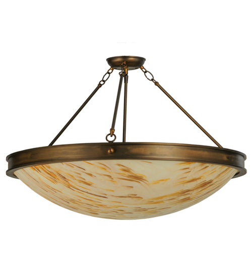 Meyda Lighting Dionne 30" 3-Light Antique Copper Semi-flush Mount Ceiling Light With Travertine Acrylic Shade Glass
