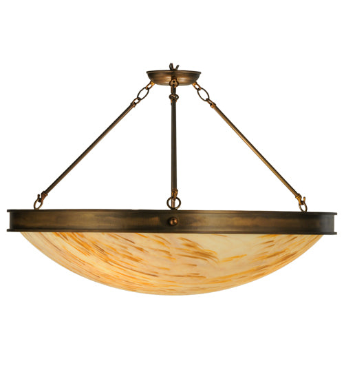 Meyda Lighting Dionne 30" 3-Light Antique Copper Semi-flush Mount Ceiling Light With Travertine Acrylic Shade Glass