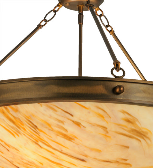 Meyda Lighting Dionne 30" 3-Light Antique Copper Semi-flush Mount Ceiling Light With Travertine Acrylic Shade Glass