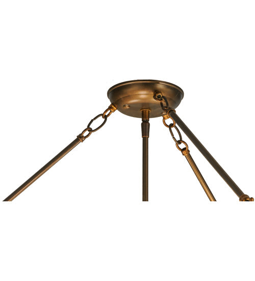 Meyda Lighting Dionne 30" 3-Light Antique Copper Semi-flush Mount Ceiling Light With Travertine Acrylic Shade Glass