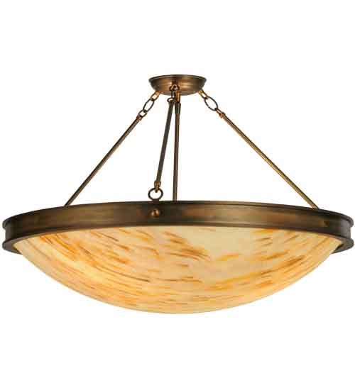 Meyda Lighting Dionne 30" 3-Light Antique Copper Semi-flush Mount Ceiling Light With Travertine Acrylic Shade Glass