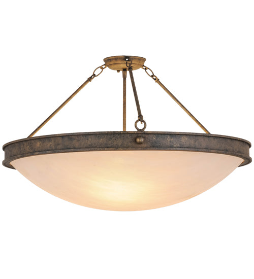 Meyda Lighting Dionne 30" 3-Light Antiquity Semi-flush Mount Ceiling Light With Fleshtone Idalight Shade