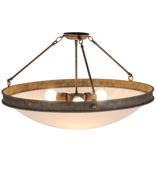 Meyda Lighting Dionne 30" 3-Light Antiquity Semi-flush Mount Ceiling Light With Fleshtone Idalight Shade
