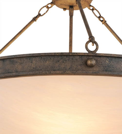 Meyda Lighting Dionne 30" 3-Light Antiquity Semi-flush Mount Ceiling Light With Fleshtone Idalight Shade