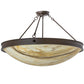 Meyda Lighting Dionne 30" 3-Light Cafe Noir Semi-flush Mount Light With Beige Travertine Idalight Shade Glass